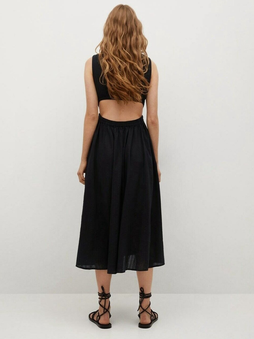 Mango Black Sleeveless Midi Dress